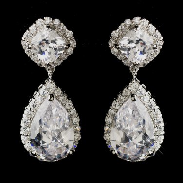 Antique Silver Clear CZ Earings E 5828