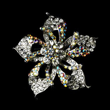Brooch 52 Silver Clear AB Flower