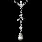 Silver Clear Diamond White Pearl Necklace Earring Set 72030
