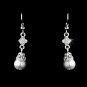 Silver Clear Diamond White Pearl Necklace Earring Set 72030