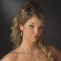 Silver Clear Diamond White Pearl Necklace Earring Set 72030