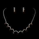 Silver Necklace & Earring Set with Dark Topaz Crystals 71534