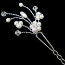 White or Ivory Pearl & Crystal Flower Bridal Hair Pin 11