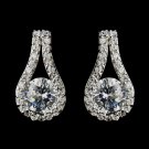 Antique Silver Clear Cubic Zirconia Bridal Drop Earrings 5966