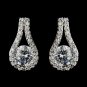 Antique Silver Clear Cubic Zirconia Bridal Drop Earrings 5966