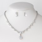 Rhodium Clear Circle CZ Crystal Bridal Wedding Jewelry Set 82071