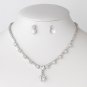 Rhodium Clear Circle CZ Crystal Bridal Wedding Jewelry Set 82071
