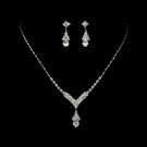 Silver Clear Crystal Drop Jewelry Set NE 344