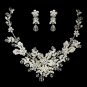 Silver Clear Crystal Necklace & Earrings Jewelry Set 9690