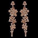 Rose Gold Peach Rhinestone Round Dangle Earrings 9889