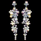 Silver AB Rhinestone Round Dangle Earrings 9889