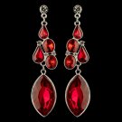 Silver Red Multi Cut Rhinestone Dangle Earrings 1390