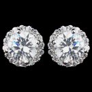 Rhodium Clear Mini Pave Round CZ Stud Earrings 8846