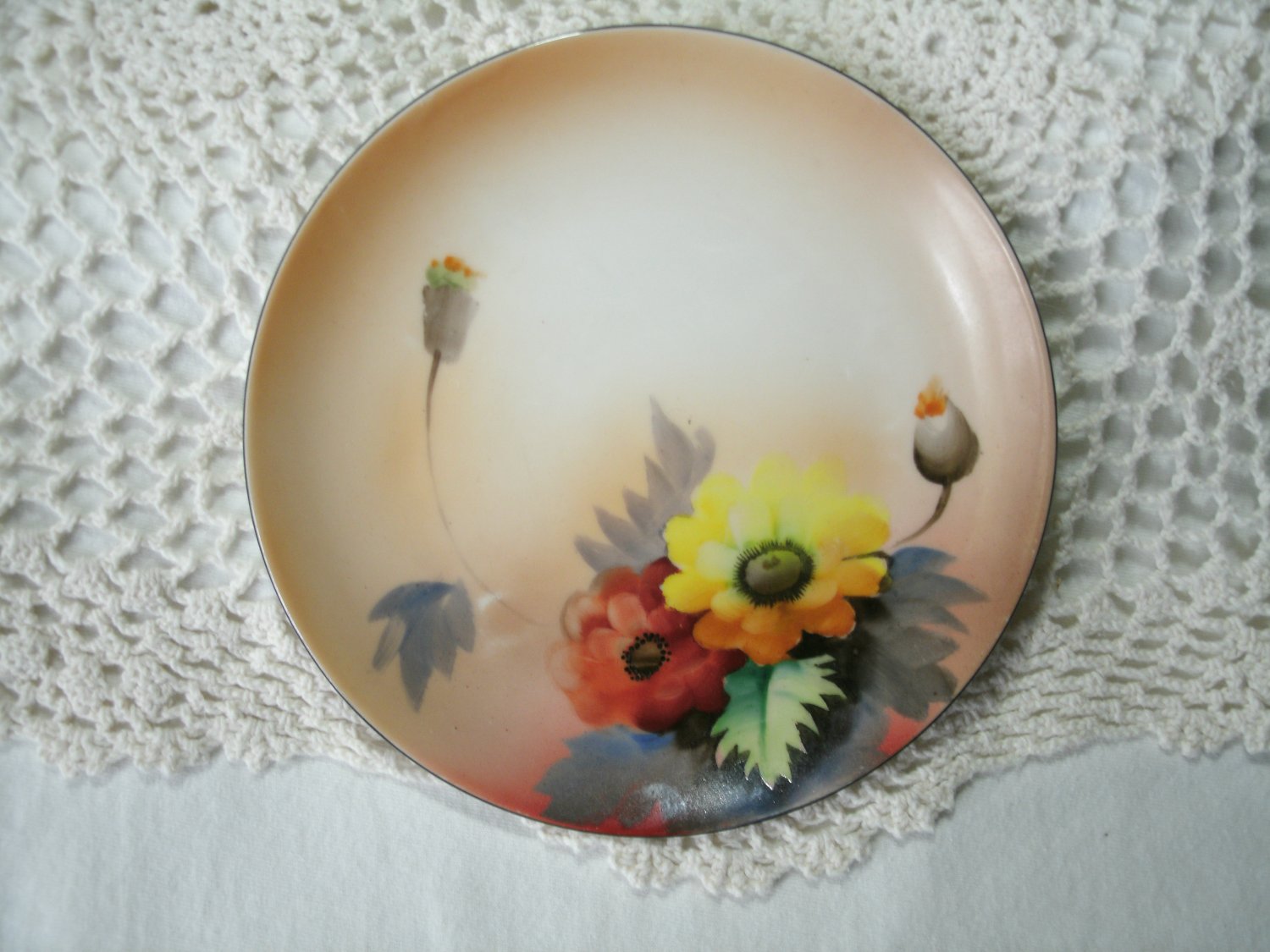 Vintage Hand Painted Floral Plate Noritake Morimura 6 1/4 Inches 1920's