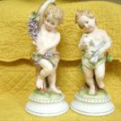 Cherub Figurines From Andrea By Sadek #7064 8 1/2 Inches Tall Bisque Porcelain