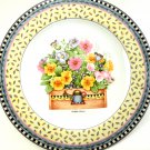 Salad Plate Spring Bouquet Yellow and Pink Flowers 8 1/4 Inches Debbie Mumm Sakura 1999
