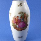 Bardet Limoges Gold Trim Victorian Courting Couple Miniature Vase White with Gold Accents 4 Inches