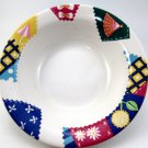 Crazy Quilt Number 103 Bowl 6 3/4 Inches International Tableworks White with Colorful Quilt Design