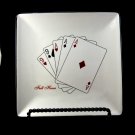 Full House Card Design Square Salad Plate By American Atelier 7 1/2 inches with Black Border