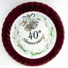 Lefton China Plate 40th Anniversary 1983 MK 04706 Bells and Doves 10 1/4" Maroon with Gold Trim