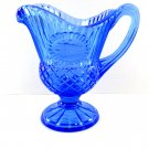 Avon Mt Vernon Fostoria Sauce Pitcher Candle Holder Blue with Box 5 3/4 Inches 1978