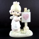 Precious Moments Loving You Dear Valentine Girl Figurine 1987 Enesco Item PM874 by Samual Butcher