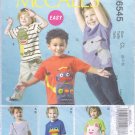 McCall's 6545 M6545 Girls Boys Sewing Pattern Tops Appliqués Dog Frog Robot Dino Kids Sizes 6-7-8