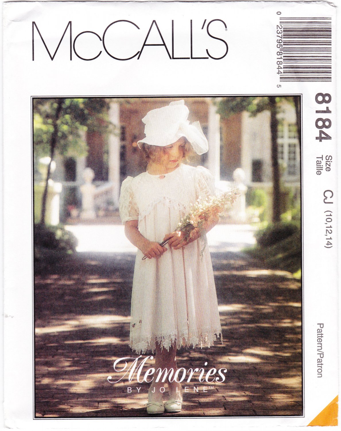 McCall's 8184 M8184 Girls Sewing Pattern Childrens Special Occasion Empire Dress Kids Sizes 10-12-14