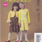 McCall's 7011 M7011 Girls Lined Jacket Dresses Belt Childrens Sewing Pattern Kids Sizes 2-3-4-5