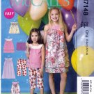 McCall's 7148 M7148 Girls Tops Dresses Shorts Capris Childrens Sewing Pattern Kids Sizes 3-4-5-6