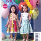 McCall's 7145 M7145 Girls  Sewing Pattern Childrens Pullover Dresses Sleveless Kids Sizes 6-7-8 Easy