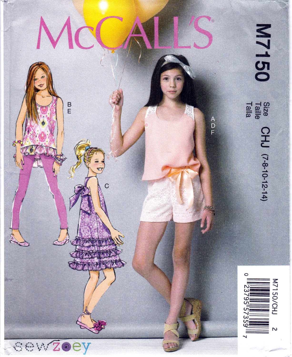 McCall's 7150 M7150 Girls Sewing Pattern Children Top Tunic Dress ...