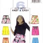 Butterick 4507 B4507 Girls Sewing Pattern Childrens Skirt Shorts Capri Pants Sash Kids Sizes 7-8-10