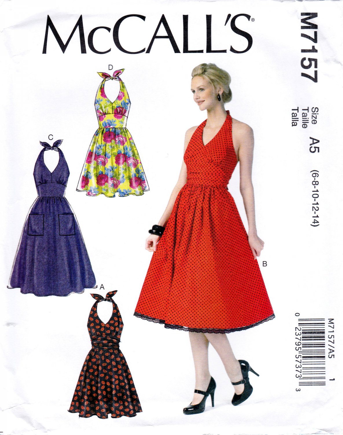 McCall's 7157 M7157 Misses Sundress Halter Neckline Dress Sewing Pattern Sizes 6-8-10-12-14