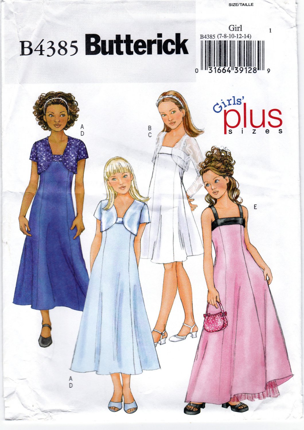 Butterick 4385 B4385 Girls Dress Jacket Formal Childrens Sewing Pattern Sizes 7-8-10-12-14