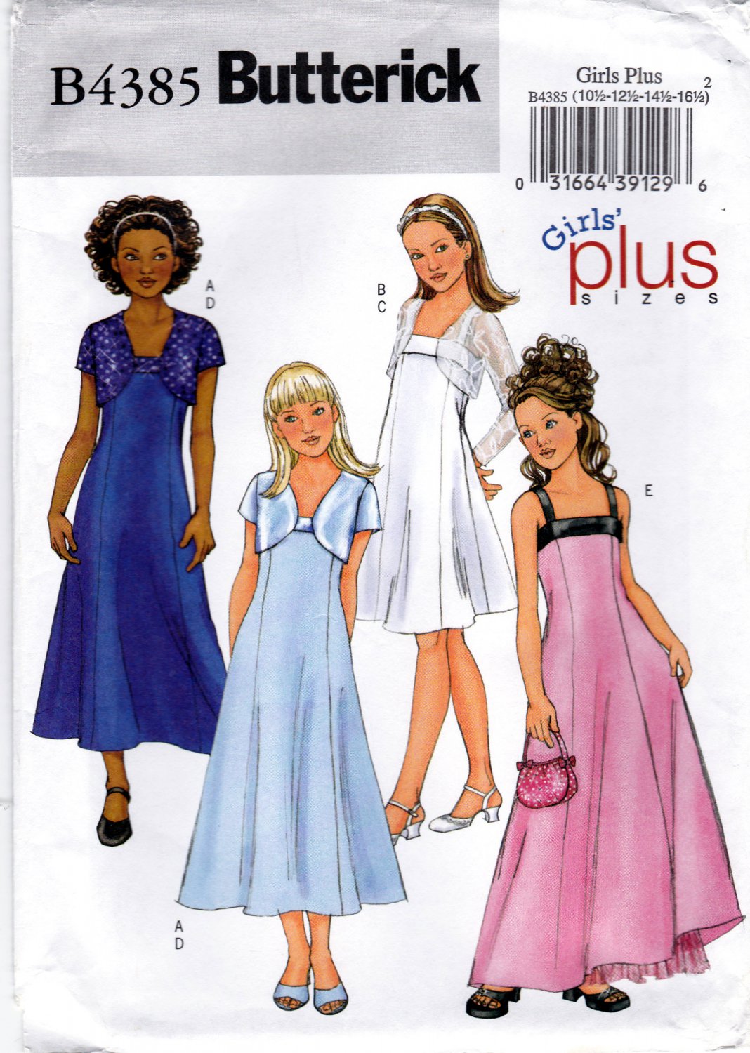 Butterick B4385 4385 Girls Jacket Dress Formal Sewing Pattern Children Plus 10 1/2 - 16 1/2