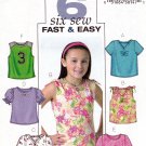 Butterick B4177 4177 Girls Sewing Pattern Childrens Easy Sew Tops Long or Short Sleeves Sizes 7,8,10