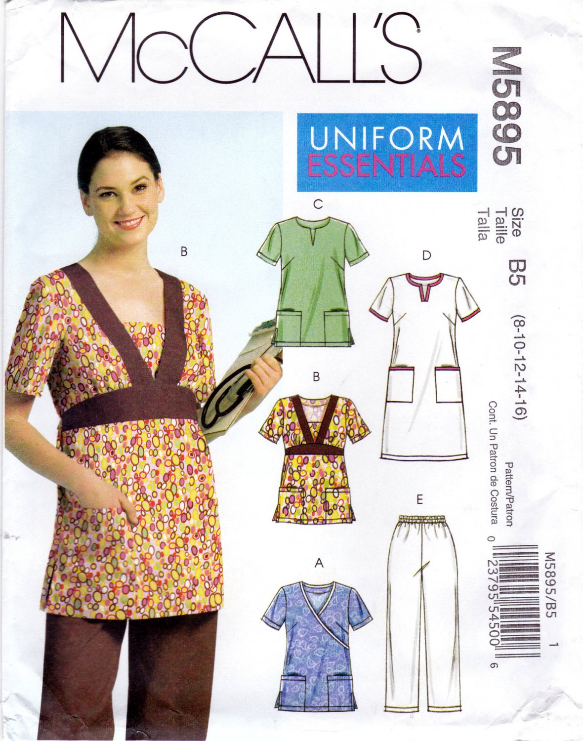 McCall's 5895 M5895 Misses Sewing Pattern Uniform Scrubs Dress Tops ...