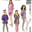 McCall's 6192 M6192 Girls Sewing Pattern Childrens Tunic Top Skirt Legging Stretch Knits Sizes 12-14