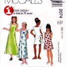 McCall's 2074 M2074 Girls Sewing Pattern Childrens Dress Two Lengths Sizes 12-14-16  1 Hour Easy Sew