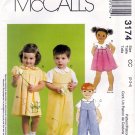 McCall's 3174 M3174 Toddler Girls Boys Sewing Pattern Childrens Dress Snap Romper Shirt Sizes 2-3-4
