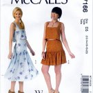 McCall's M7166 7166 Womens Misses Sewing Pattern Crop Top Dropped Waist Skirt Sizes 12-20