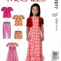 McCall's M7277 7277 Girls Pant Dress Shorts Puff Sleeve Top Children Sewing Pattern Kid Size 2-3-4-5