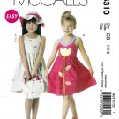 McCall's 6310 M6310 Toddler Girls Sewing Pattern Sundress Hat Appliqué Children Kids Sizes 1-2-3