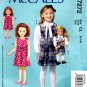 McCall's M7272 7272 Girls Blouse Jumper with 18" Doll Outfit Sewing Pattern Childrens Sizes 6-8 Kids