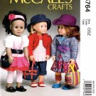 McCall's M6764 6764 Crafts 18" Doll Winter Outfits Hats Bags Sewing Pattern Laura Ashley Size OSZ