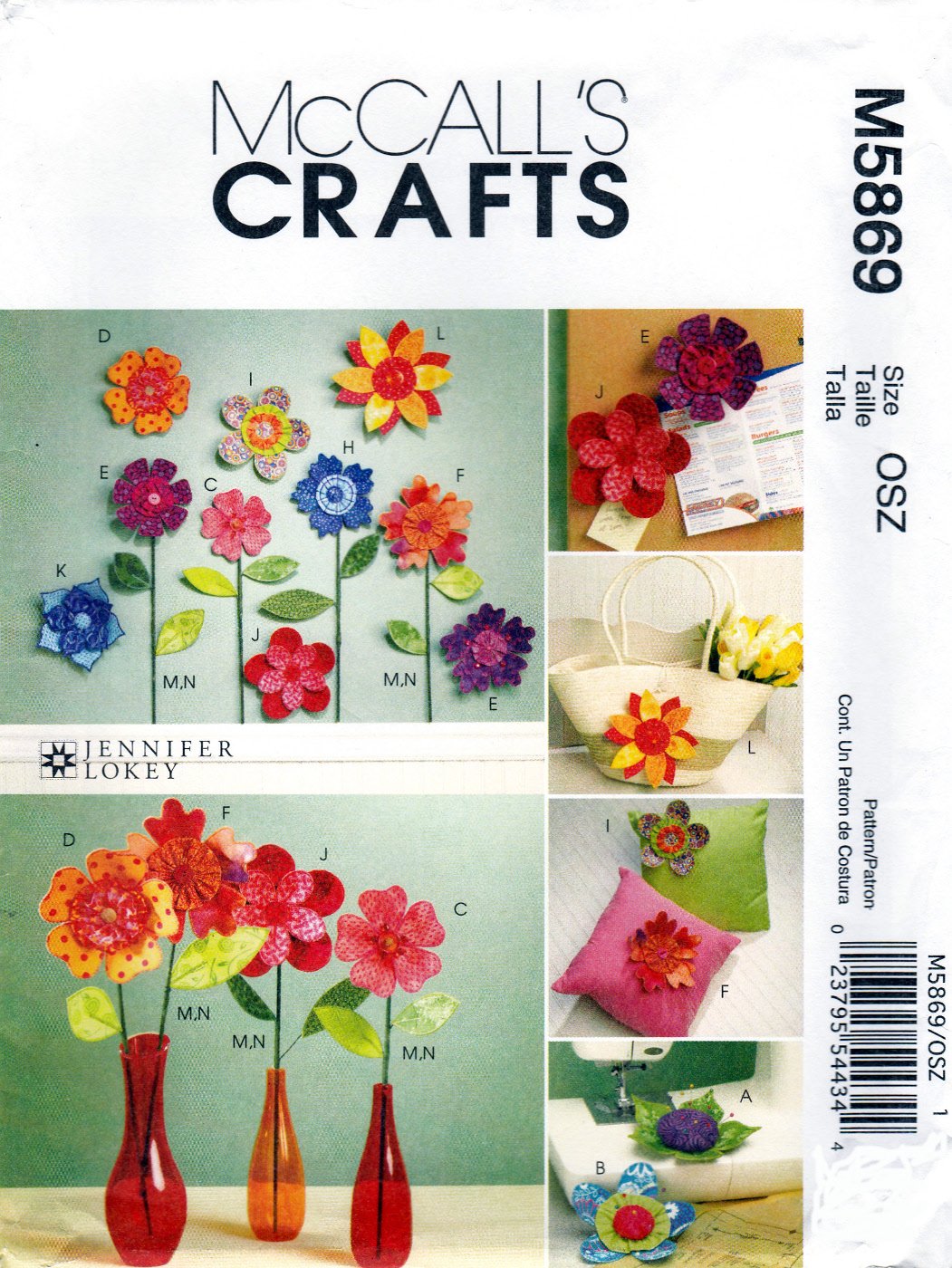 McCall's M5869 5869 Crafts Dimensional Flowers and Pincushions Sewing Pattern Size OSZ