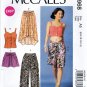 McCall's M6968 6968 Misses Sewing Pattern Tops Skirts Shorts Pants Easy Sizes 6-8-10-12-14