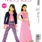 McCall's M6985 6985 Girls Top Skirt Pants Cardigan Easy Sewing Pattern Childrens Sizes 7-8-10-12-14