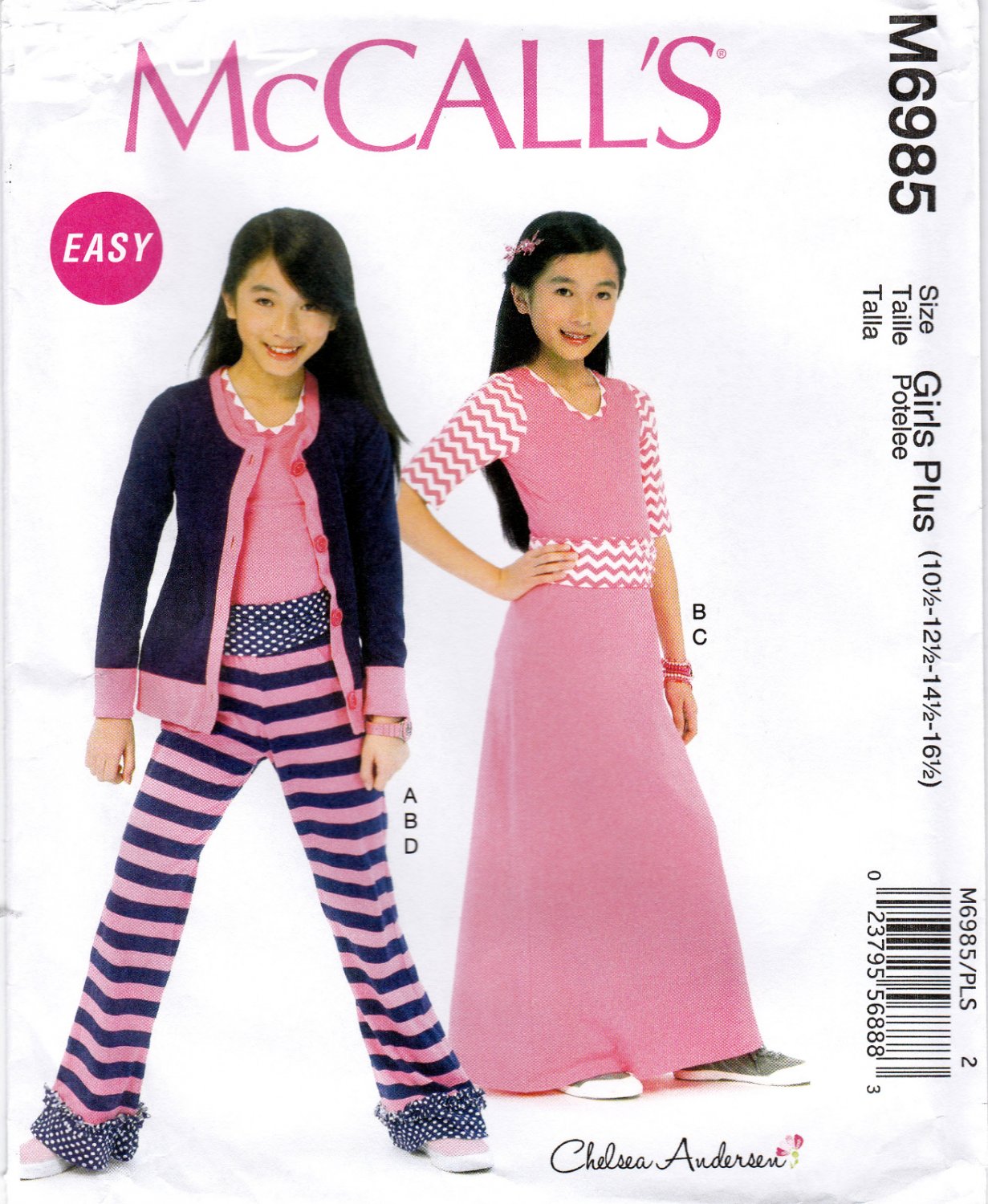 McCall's M6985 6985 Girls Plus Top Skirt Pants Cardigan Sewing Pattern Children Sizes 10 1/2-16 1/2